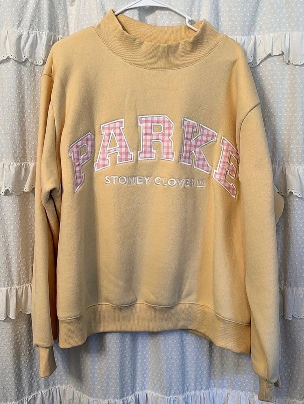 PARKE Stoney Clover Gingham Graphic Sweatshirt Large/XL brand new